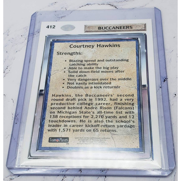 1992 Upper Deck Rooke Force #412 Courtney Hawkins Tampa Bay Buccaneers - Picture 4 of 4